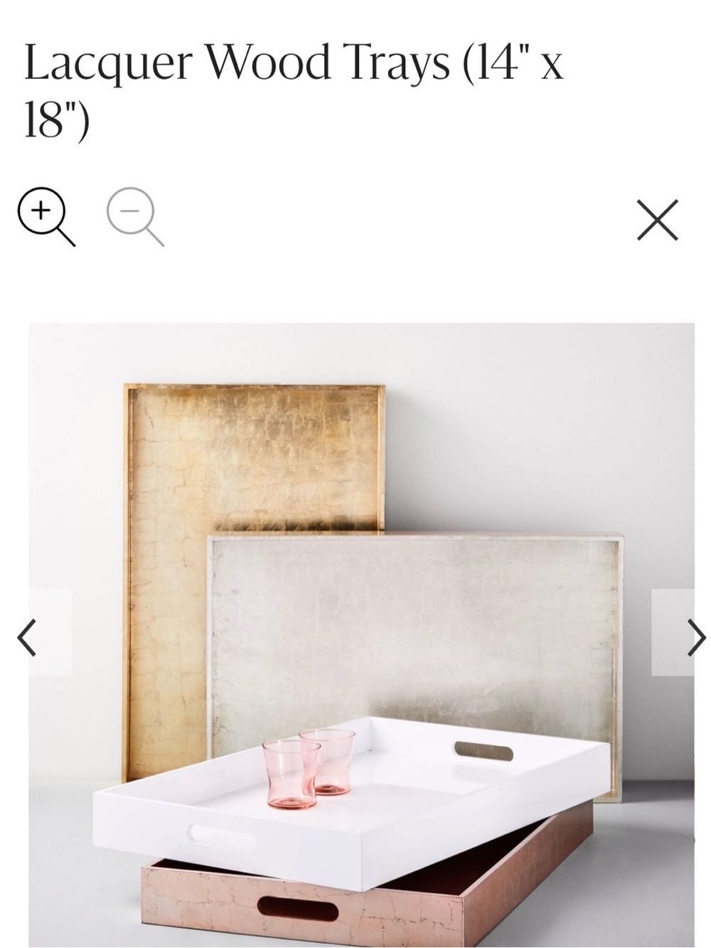 Set of 2 - West Elm Silver Lacquered Wood Decorative Serving Trays - Picture 2 of 4